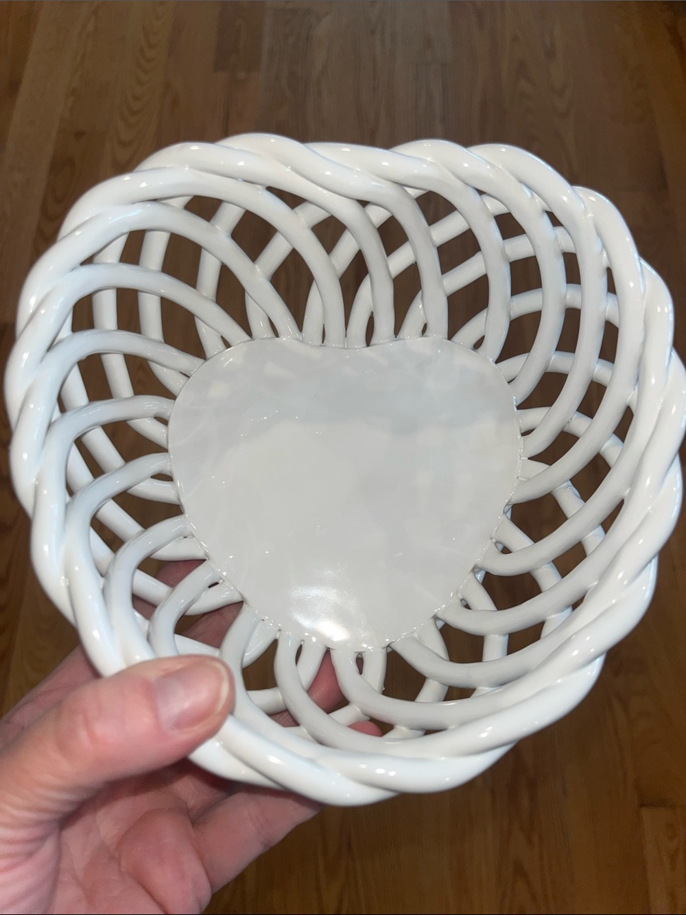 Tabletops Lifestyles Open Weave Ceramic Heart Shaped Bowl